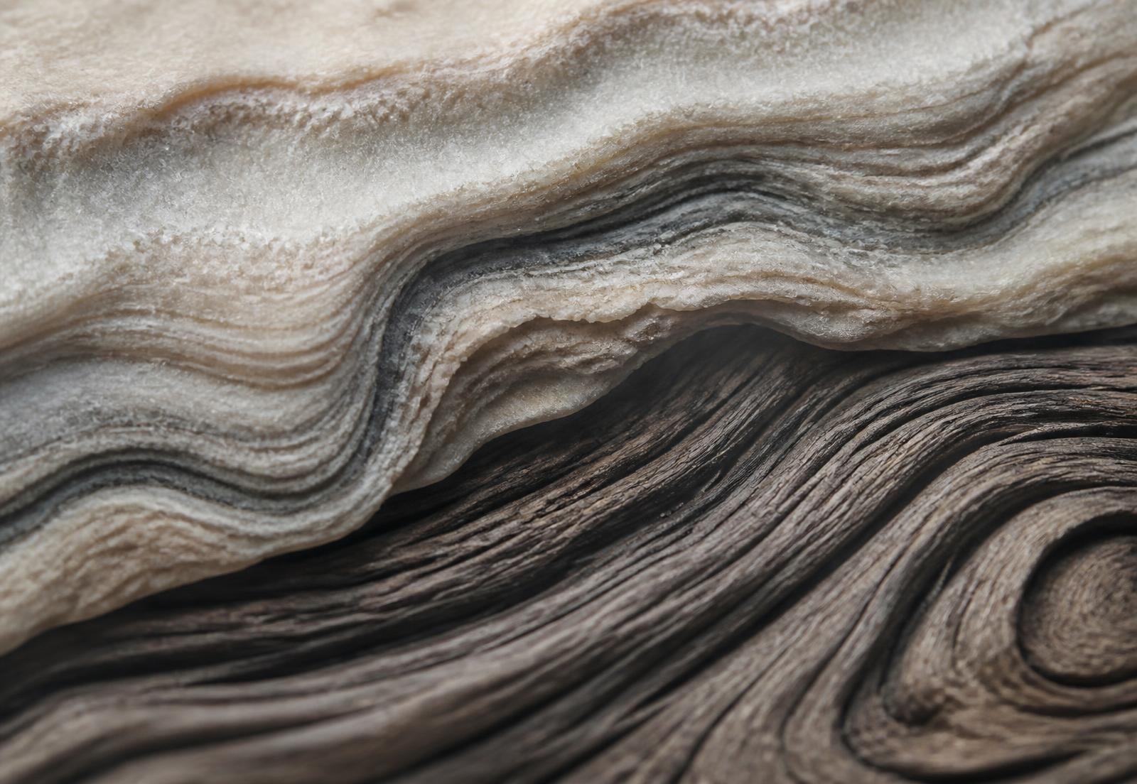 Macro study of layered stone and aged oak — materials that hold their value over time